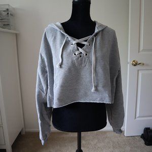 Grey Crop Hoodie